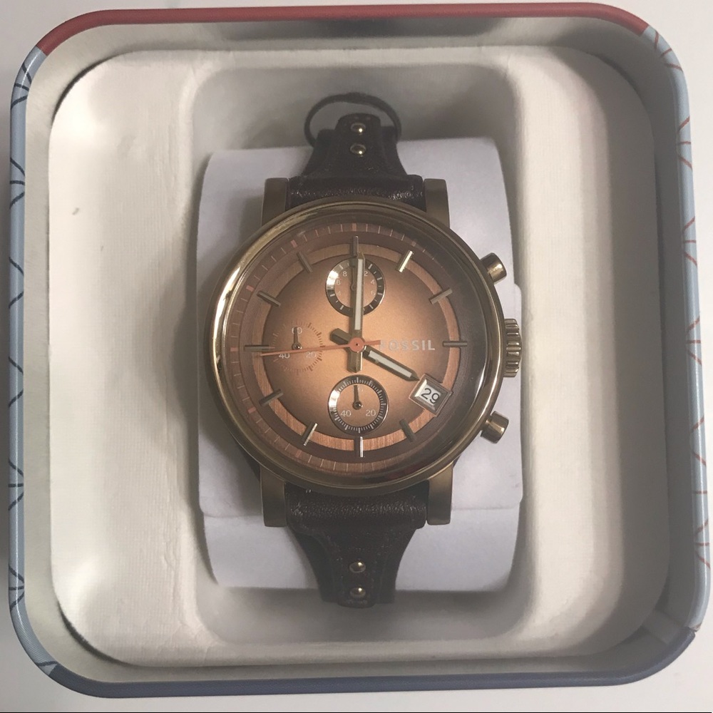 Women’s Fossil Boyfriend Chronograph Leather Watch